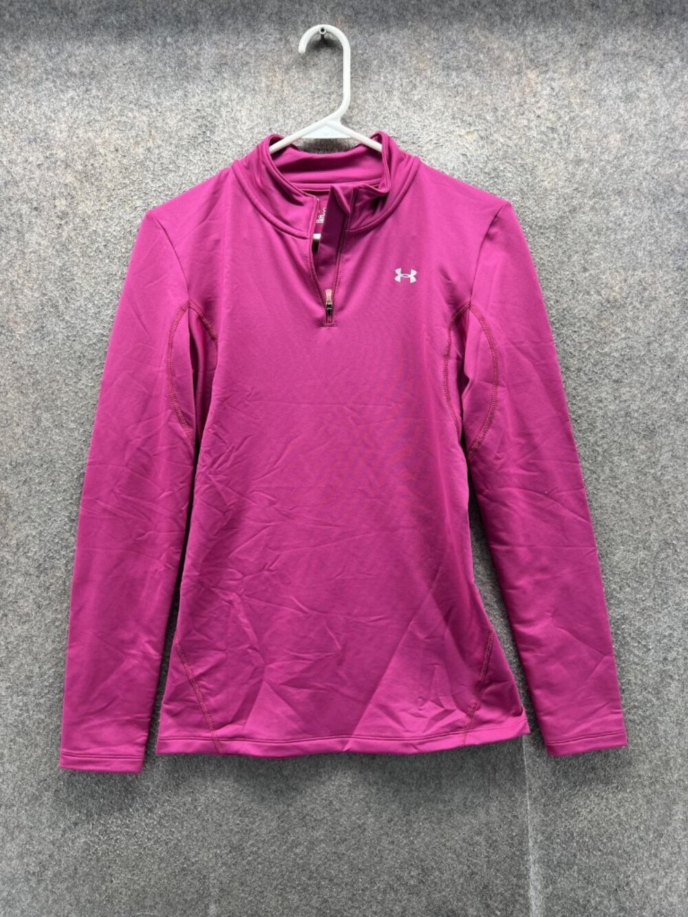 Under Armour Pullover Womens Medium Pink ColdGear 1/4 Zip Mock Neck Running